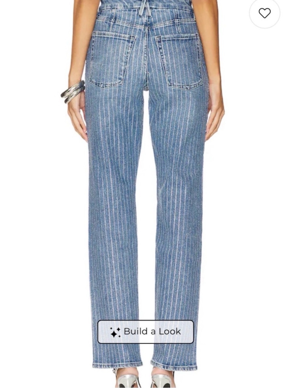 Good American Blue Pinstripe Straight-Leg Jeans